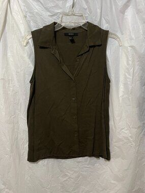 F21 Sleeveless Collared-Shirt Top (Brown/Olive) NEW & UNWORN (soft, comfy)